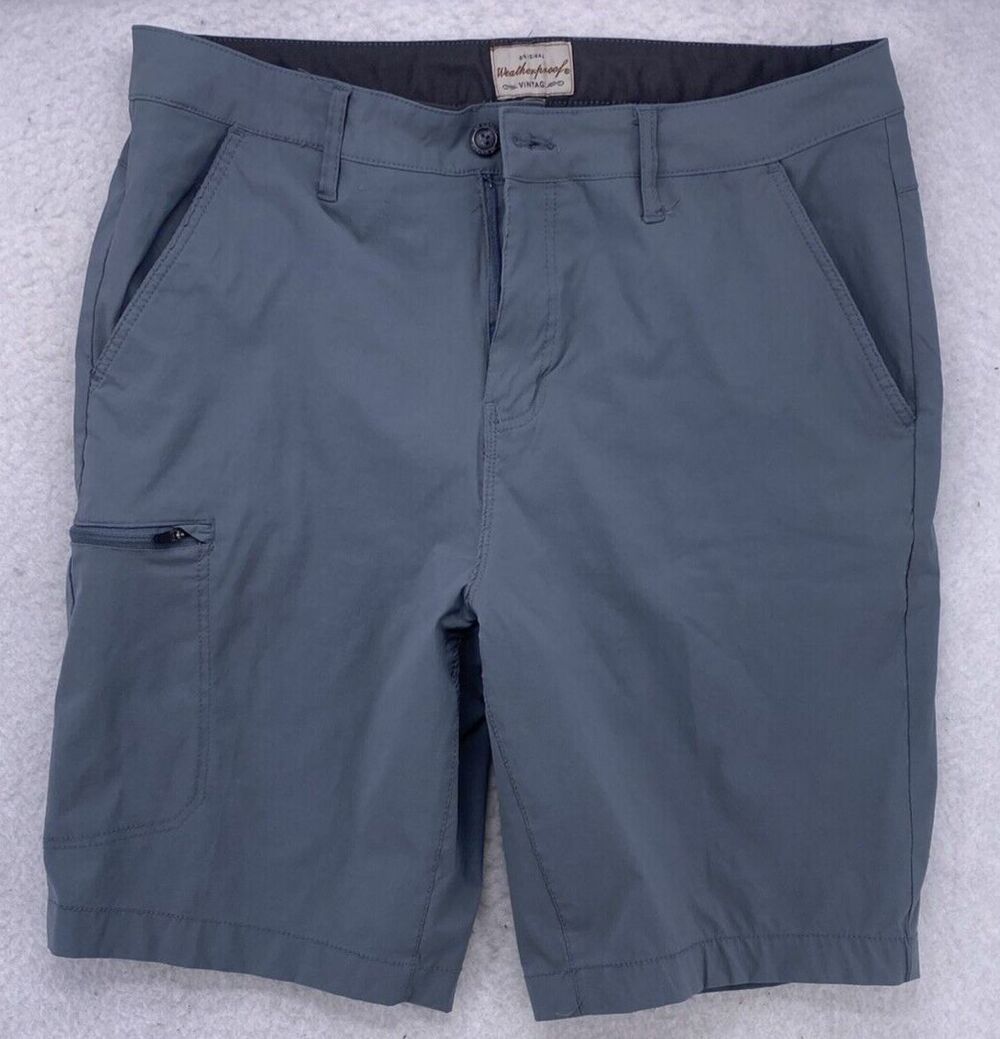 Weatherproof Vintage Mens 36 Utility Cargo Shorts Blue Gray Stretch Hybrid 10"